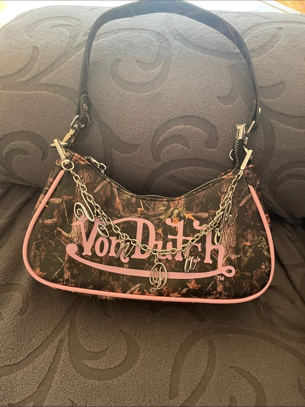 Von Dutch brown and Pink Logo Shoulder Bag - Picture 6 of 6